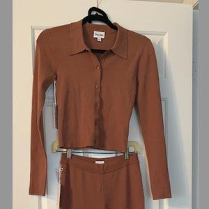 NWT Aritzia -Cece Epicurean Brown Sweater Set in Small Petite size